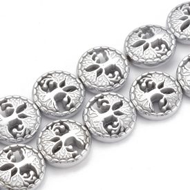 Ezüst Hematit Életfa (2) Ásványgyöngy 12x4,5mm