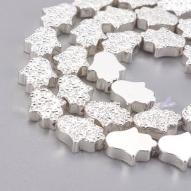 Ezüst Hematit Hamsa Kéz (2) Ásványgyöngy 13x10,5mm