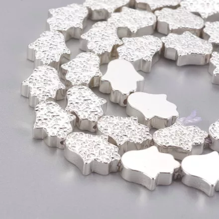 Ezüst Hematit Hamsa Kéz (2) Ásványgyöngy 13x10,5mm