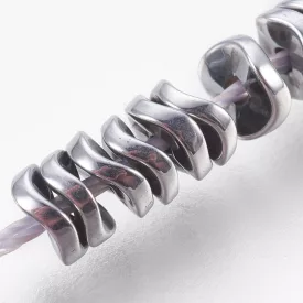 Ezüst Hematit Hullámos Korong Ásványgyöngy 4x1,5mm