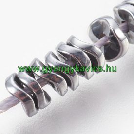 Ezüst Hematit Hullámos Korong Ásványgyöngy 6x2mm