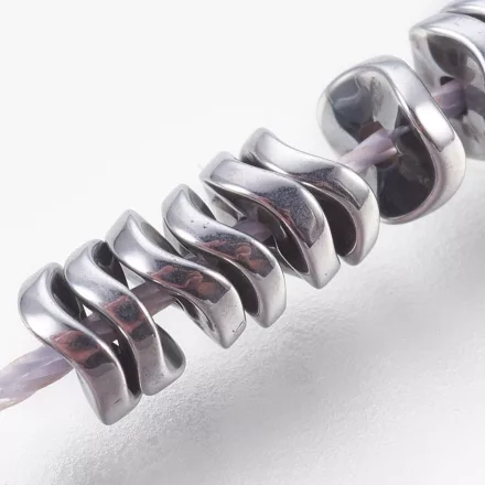 Ezüst Hematit Hullámos Korong Ásványgyöngy 6x2mm