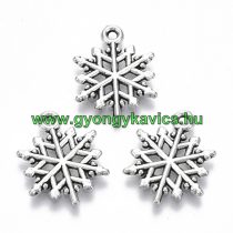 Ezüst Színű Hópehely Medál Karácsonyfa Dísz 20x15mm