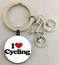   Ezüst Színű I Love Cycling Szeretek Biciklizni (72) Bringás Kulcstartó Karika 30x60mm