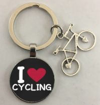   Ezüst Színű I Love Cycling Szeretek Biciklizni (73) Bringás Kulcstartó Karika 30x60mm