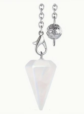 Fehér Jade Ezüst Színű Inga Pendulum Medál Lánc (Inga: 22x12,5mm, Hossz: 23cm)