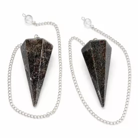   Gránátkő Ezüst Színű Inga Pendulum Medál Lánc (Inga: ~46x19-20mm, Hossz: ~20cm)