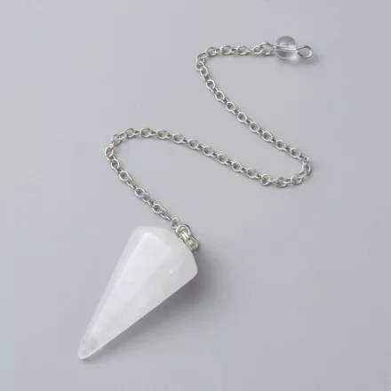 Hegyikristály (3) Ezüst Színű Inga Pendulum Medál Lánc (Inga: 41x18-19mm, Hossz: 23cm)