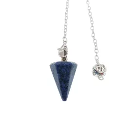   Lápisz Lazuli Lazurit Ezüst Színű Inga Pendulum Medál Lánc (Inga: 22x12,5mm, Hossz: 23cm)