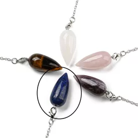   Lápisz Lazuli Lazurit (2) Ezüst Színű Inga Pendulum Medál Lánc (Inga: 30,5x14mm, Hossz: 22cm)