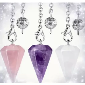   Rózsakvarc (1) Ezüst Színű Inga Pendulum Medál Lánc (Inga: 22x12,5mm, Hossz: 23cm)