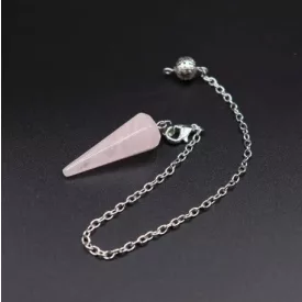   Rózsakvarc (2) Ezüst Színű Inga Pendulum Medál Lánc (Inga: 35x11mm, Hossz: 20cm)