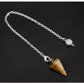   Tigrisszem Ezüst Színű Inga Pendulum Medál Lánc (Inga: 27x14mm, Hossz: 21cm)