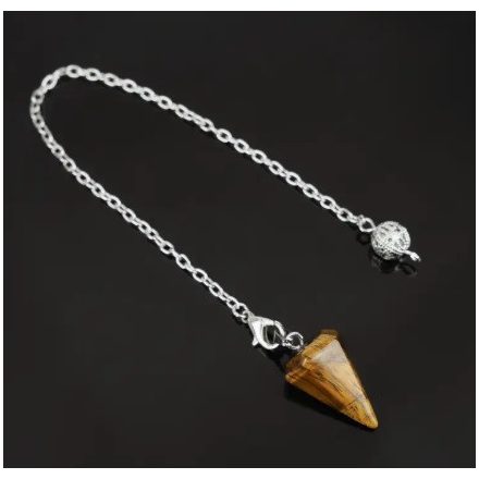 Tigrisszem Ezüst Színű Inga Pendulum Medál Lánc (Inga: 27x14mm, Hossz: 21cm)