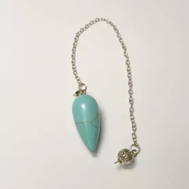   Türkiz Howlit Ezüst Színű Inga Pendulum Medál Lánc (Inga: 30,5x14mm, Hossz: 22cm)