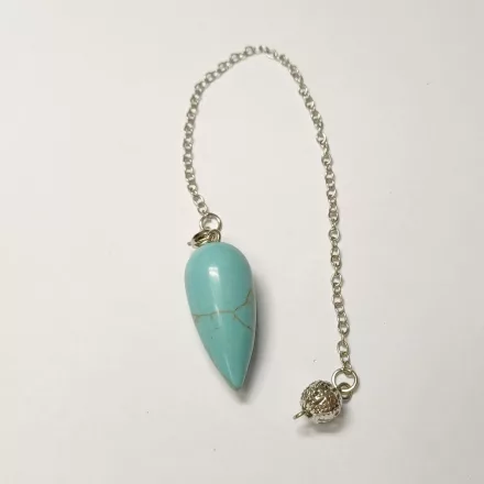 Türkiz Howlit Ezüst Színű Inga Pendulum Medál Lánc (Inga: 30,5x14mm, Hossz: 22cm)