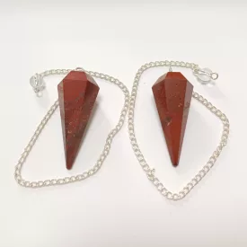   Vörös Jáspis Ezüst Színű Inga Pendulum Medál Lánc (Inga: ~37-40x15-16mm, Hossz: ~18cm)