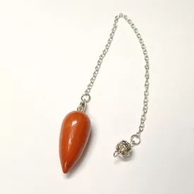   Vörös Jáspis (2) Ezüst Színű Inga Pendulum Medál Lánc (Inga: 30,5x14mm, Hossz: 22cm)