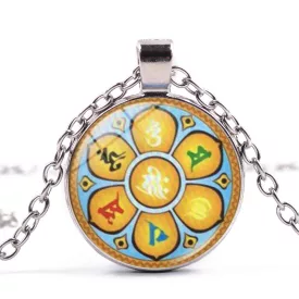   Ezüst Színű Jóga 7 Csakra Meditáció Medál Lánccal (151) Nyaklánc 27,5mm