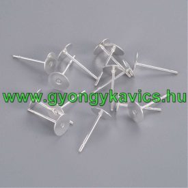   Ezüst Színű Kaboson Tartó Perem Nélküli Bedugós Fülbevaló Szilikon Dugóval 6mm