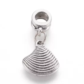   Ezüst Színű Kagyló Charm Medál Nyaklánc Karkötő Ékszer Dísz Köztes 26x13mm