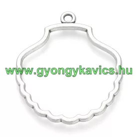   Ezüst Színű Kagyló Medál Epoxy Műgyanta Öntéshez 44x39mm