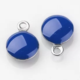 Ezüst Kék Színű Tűzzománc Gömb Medál 11x8mm