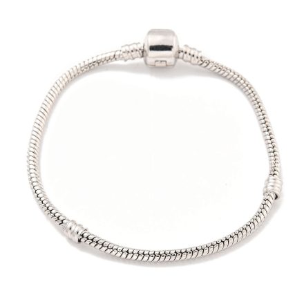 Ezüst Színű (K91) Kígyólánc Charm Karkötő Kinyitható Zárral 18,2cm