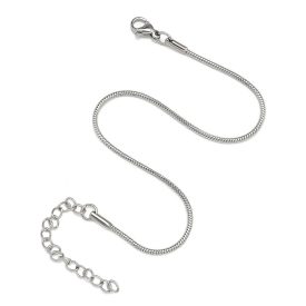   Ezüst Színű Nemesacél (K162) Kígyólánc Charm Karkötő 1.5mm 19-22cm