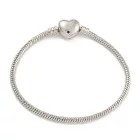 Ezüst Színű (K90) Kígyólánc Charm Karkötő Kinyitható Szív Zárral 18,5cm