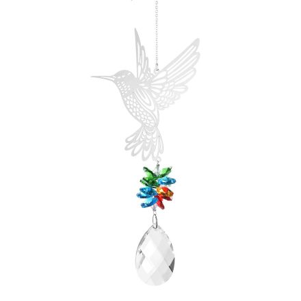Ezüst Színű Kolibri Madár Napfogó (15) Feng Shui Prizma 33cm