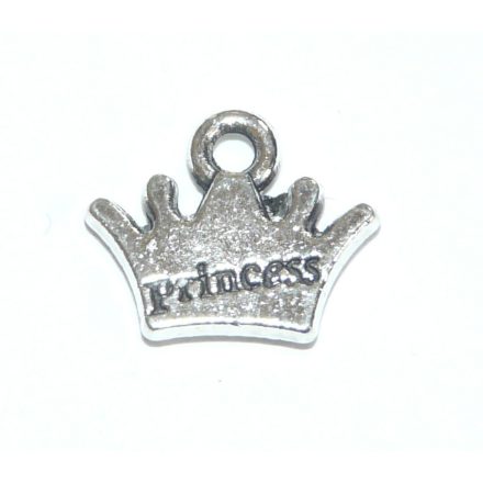 Ezüst Színű Korona Princess Hercegnő Medál 11x12,5mm