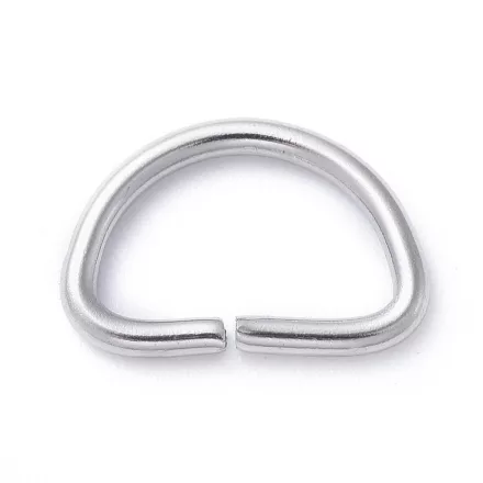 Ezüst Színű Nemesacél D Gyűrű (4) Kulcstartó Karabíner Kapocs 12x15mm