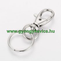Ezüst Színű Kulcstartó Karika Kapoccsal 25x60mm