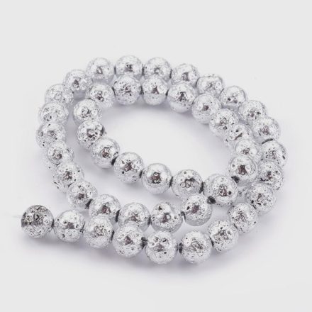 Ezüst Lávakő Ásványgyöngy 10mm