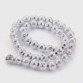 Ezüst Lávakő Ásványgyöngy 6mm