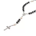 Ezüst Színű (9) Lávakő Rózsafüzér ~65cm