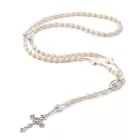 Ezüst Színű (5) Szintetikus Howlit És Lávakő Rózsafüzér ~63cm