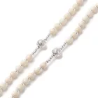 Ezüst Színű (5) Szintetikus Howlit És Lávakő Rózsafüzér ~63cm