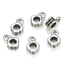   Ezüst Színű Lóhere Medáltartó Nyaklánc Karkötő Ékszer Dísz Közdarab Köztes 8x4mm