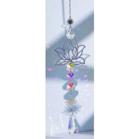   Ezüst Színű Lótuszvirág Napfogó (10) Feng Shui Prizma 39cm