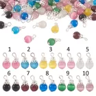 Ezüst Színű (7) Barna Macskaszem Üveg Medál 15x8mm