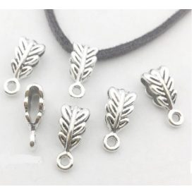   Ezüst Színű Falevél Medáltartó Nyaklánc Karkötő Ékszer Dísz Közdarab Köztes 6x14mm