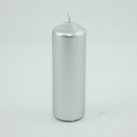 Ezüst Metál Henger Gyertya 12x4cm