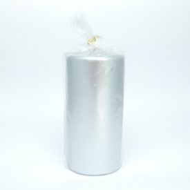 Ezüst Metál Henger Gyertya 15x7cm