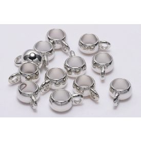   Ezüst Színű MŰANYAG Medáltartó Charm Nyaklánc Karkötő Ékszer Dísz Közdarab Köztes 8mm