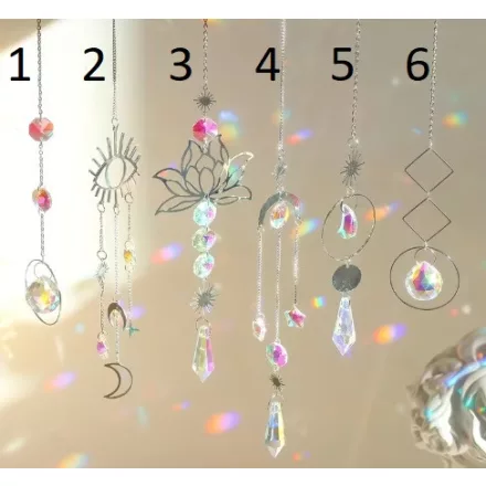 Ezüst Színű Lótuszvirág (50/3) Napfogó Feng Shui Prizma 33-46cm