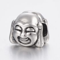   Ezüst Színű Nemesacél Buddha Budha Charm Nyaklánc Karkötő Ékszer Dísz Köztes 11x12mm