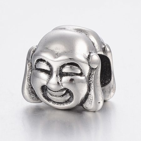 Ezüst Színű Nemesacél Buddha Budha Charm Nyaklánc Karkötő Ékszer Dísz Köztes 11x12mm