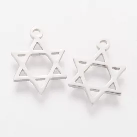 Ezüst Színű Nemesacél Dávid Csillag Medál 16x12mm